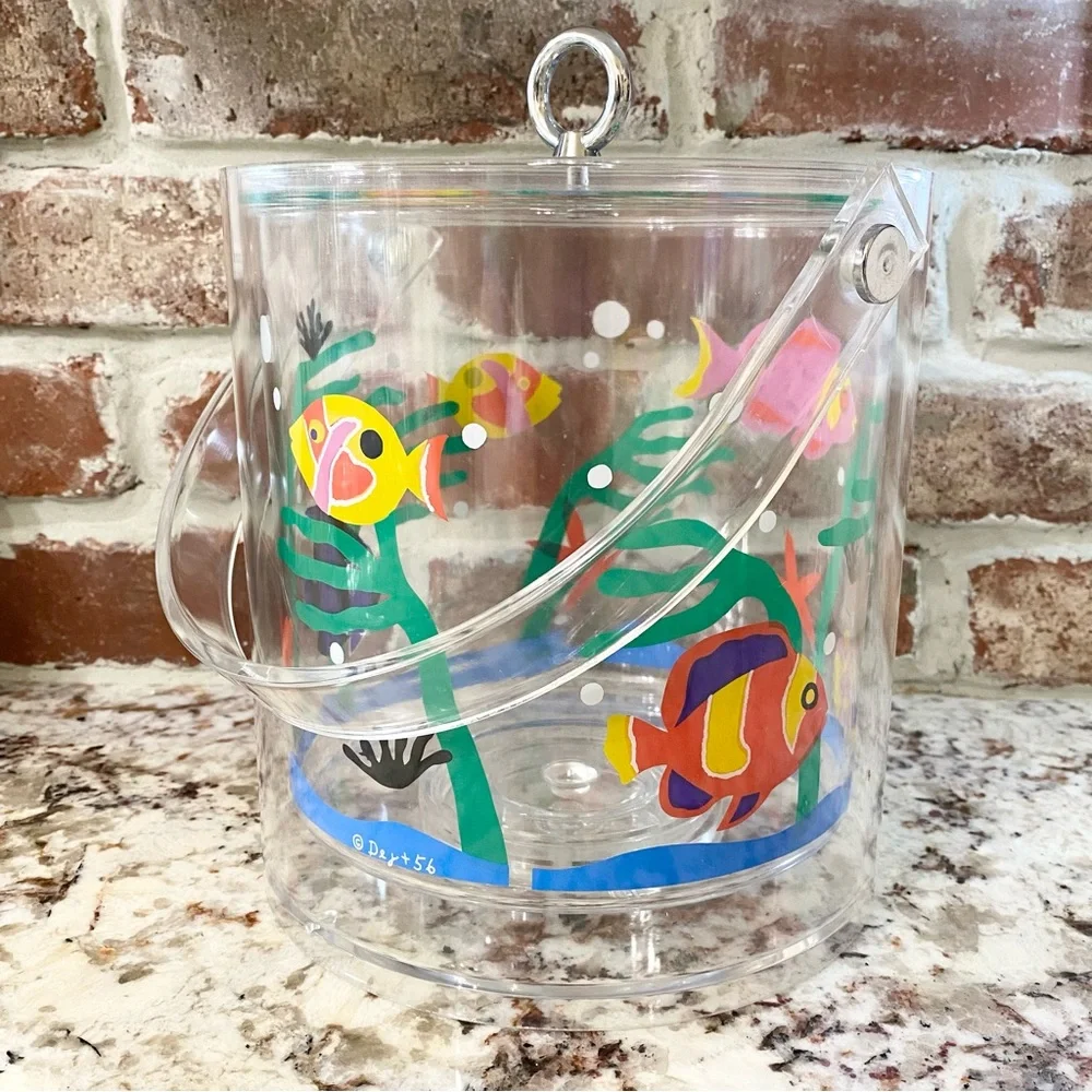 Vintage 1990s /80s Department 56 Acrylic Fish Ice Bucket